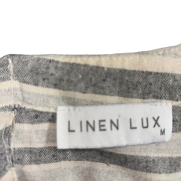Linen Lux Women's M Medium T-Shirt Top Linen Blend Boxy Lagenlook Striped - Picture 6 of 7